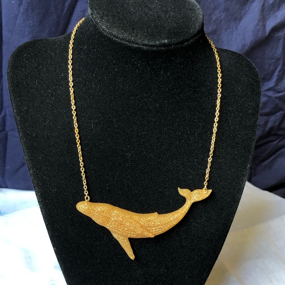 Handmade gold whale necklace